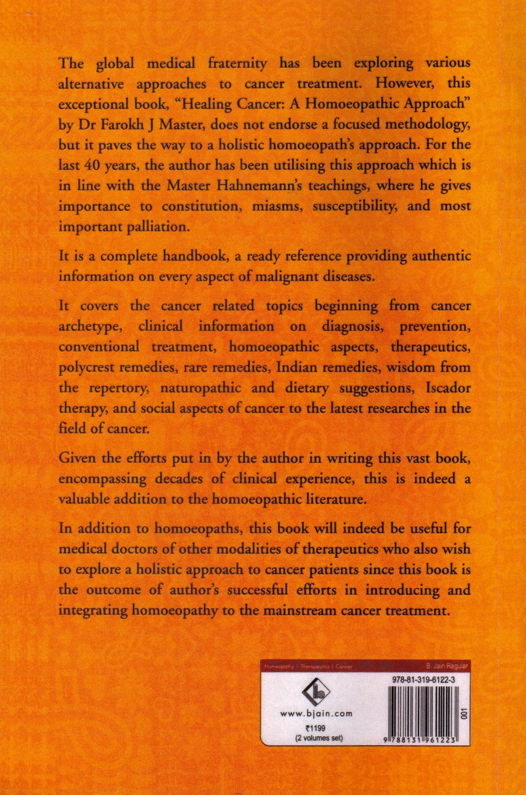 HEALING CANCER A Homoeopathic Approach I-II