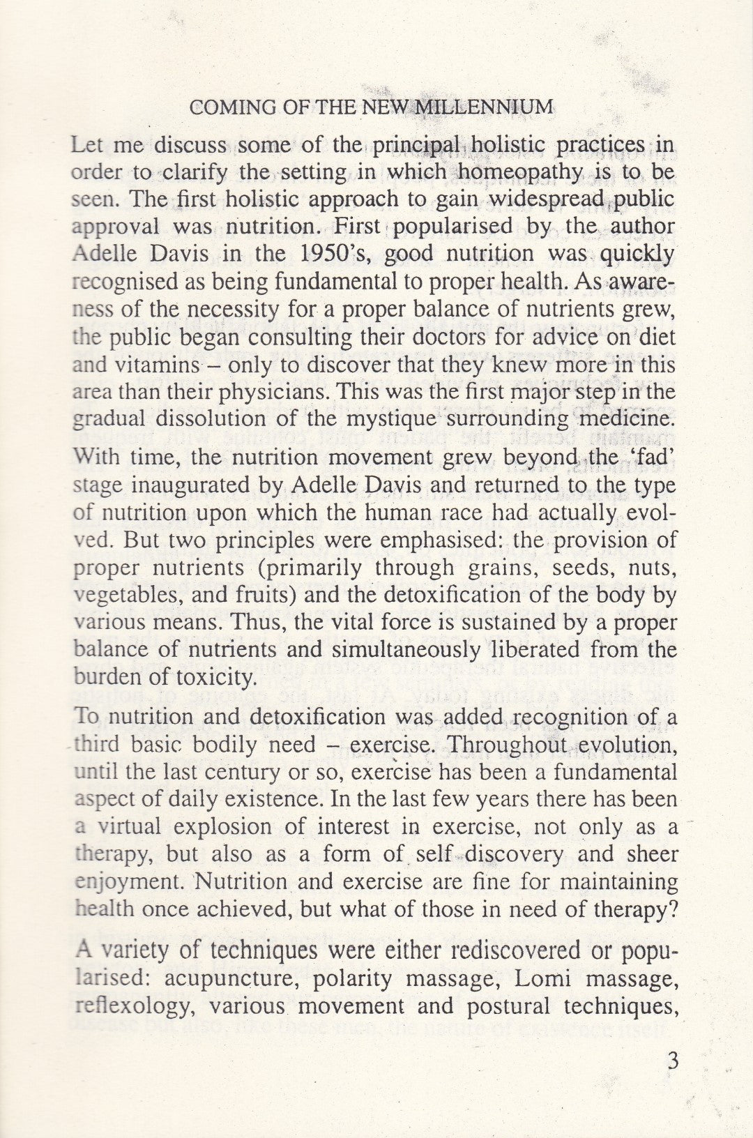 HOMOEOPATHY MEDICINE FOR THE NEW MILLENNIUM