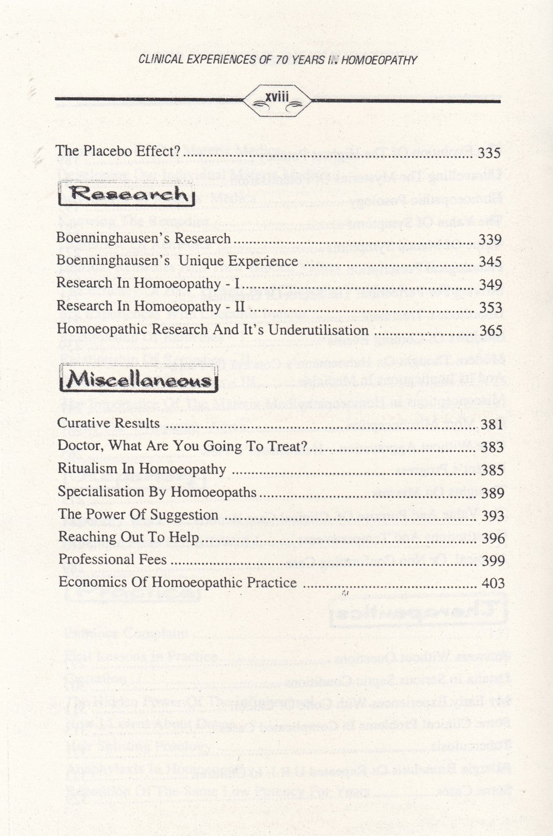 Clinical Experiences 70 Years in Homoeopathy