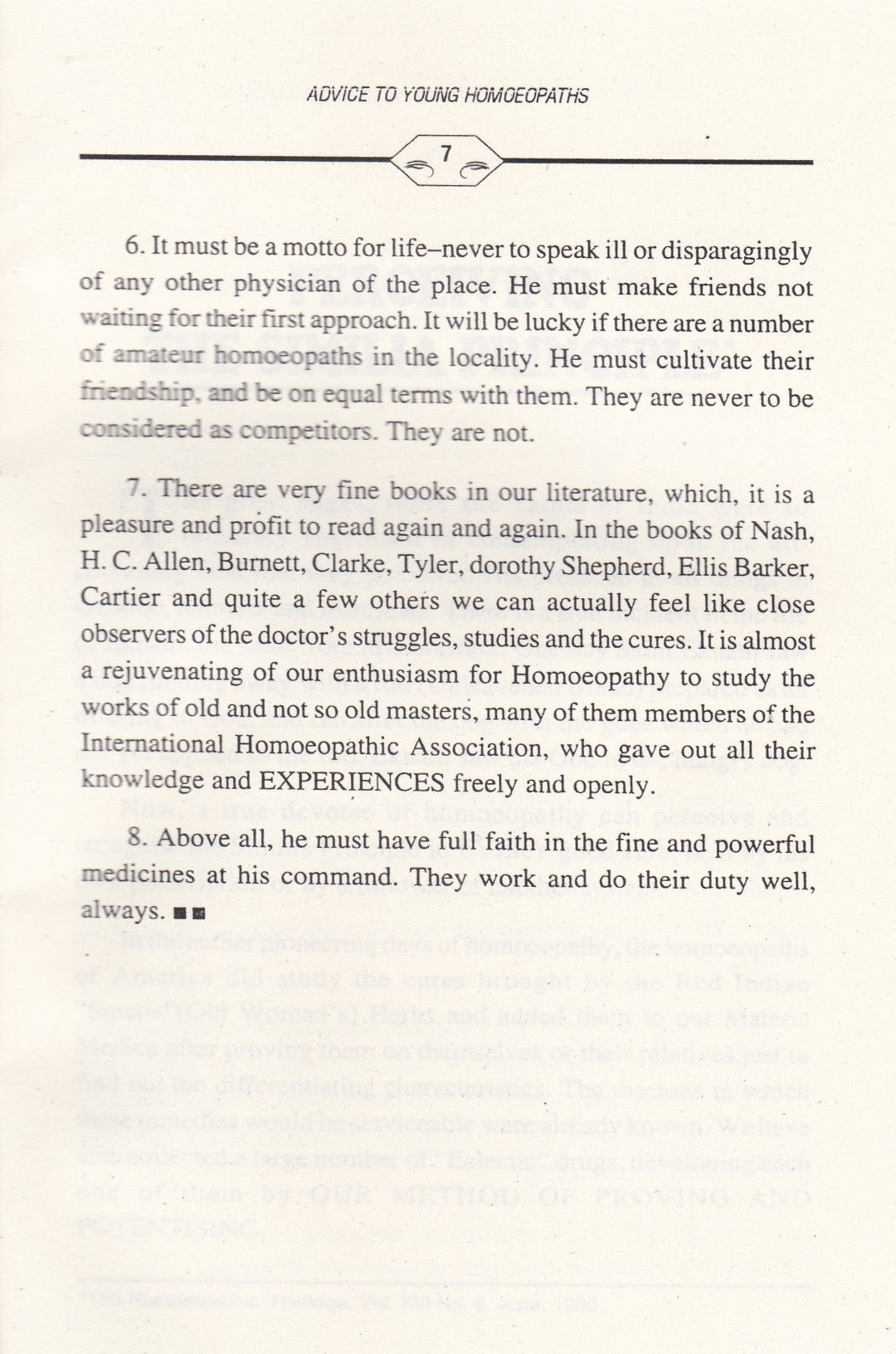 Clinical Experiences 70 Years in Homoeopathy