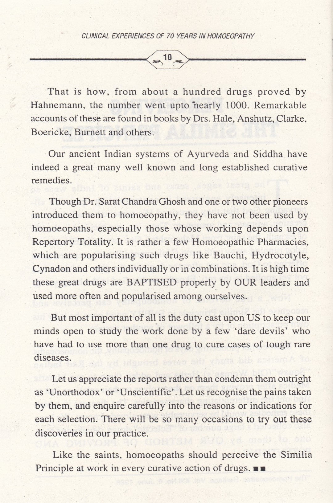 Clinical Experiences 70 Years in Homoeopathy