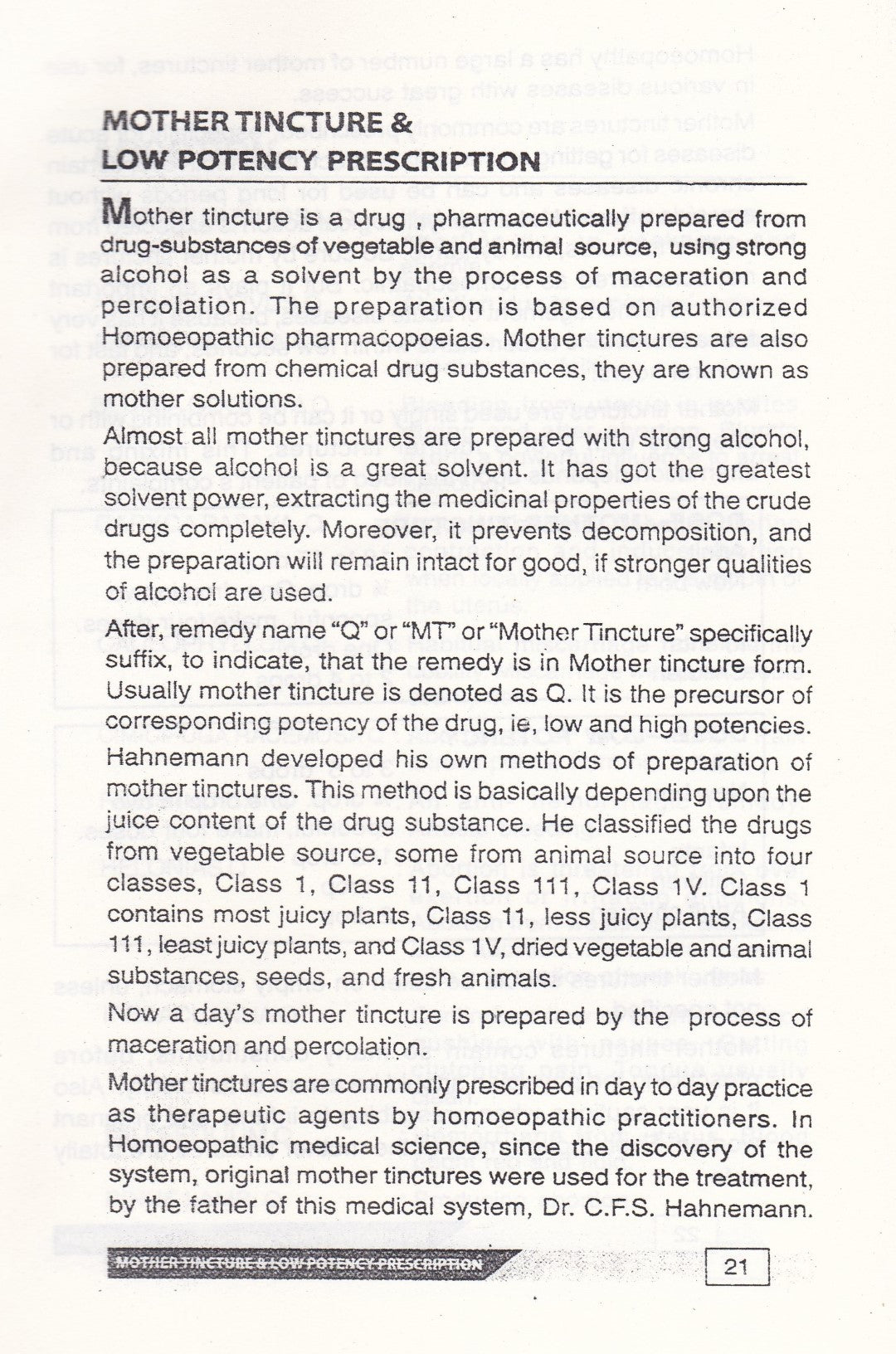 MOTHER TINCTURE & LOW POTENCY PRESCRIPTION