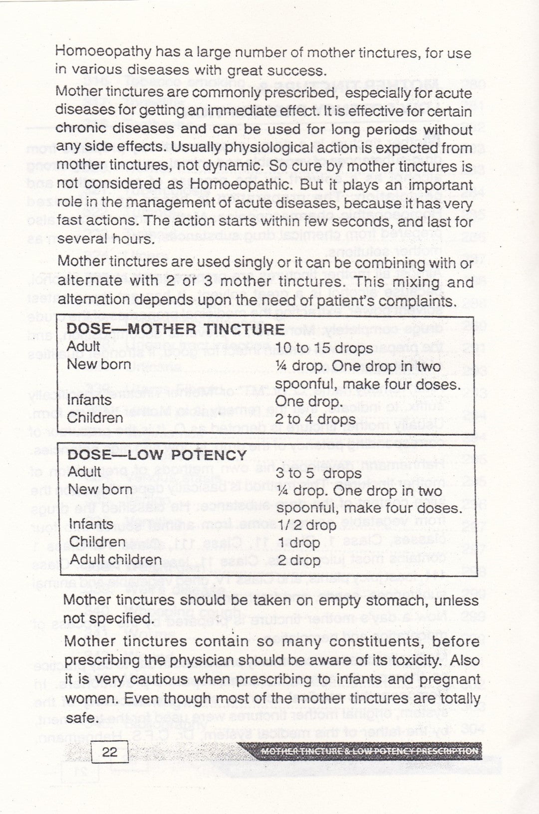 MOTHER TINCTURE & LOW POTENCY PRESCRIPTION