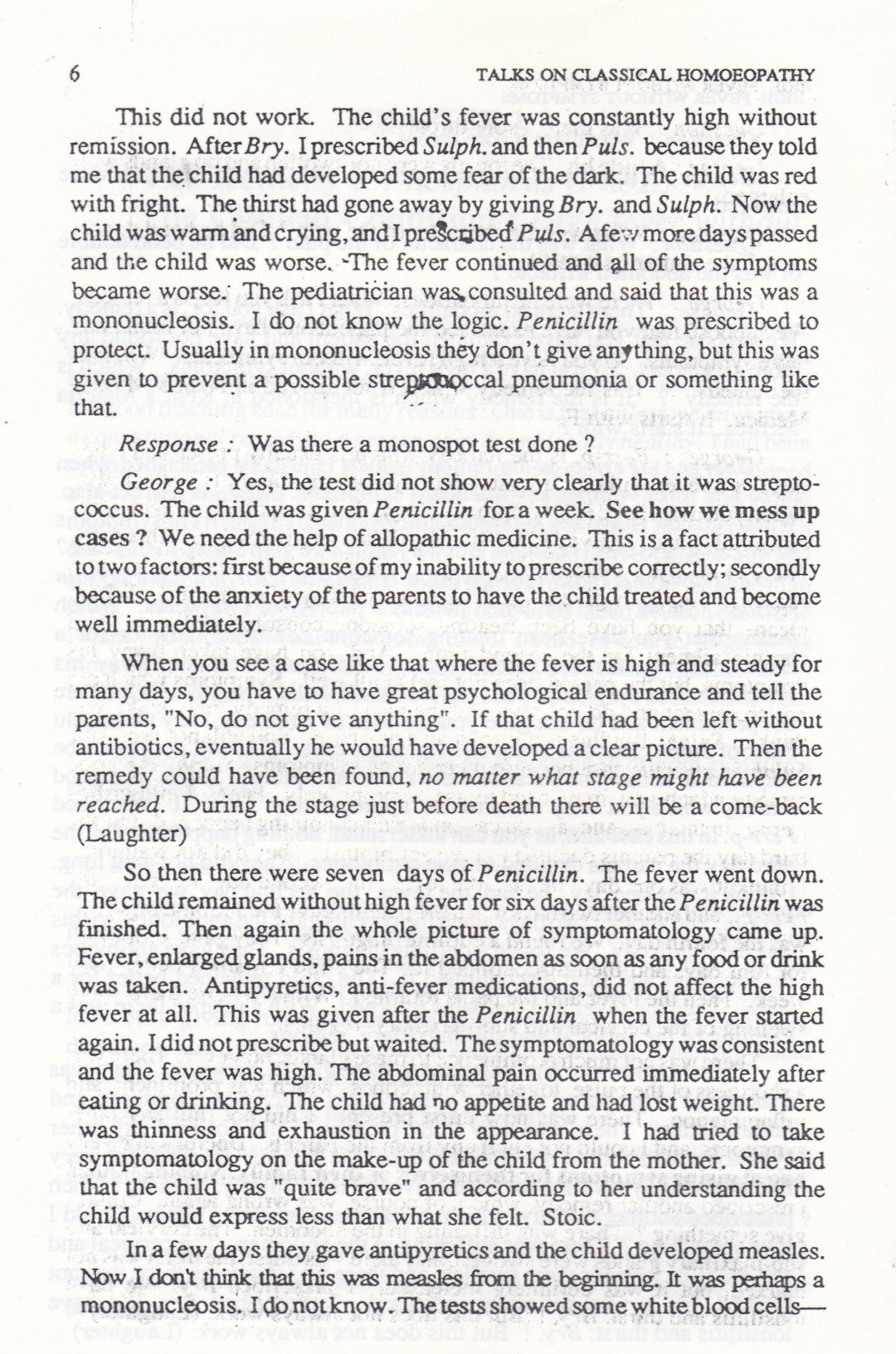 Talks On Classical Homoeopathy