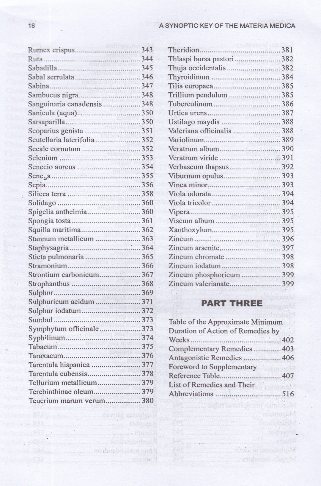 A Synoptic Key of the Materia Medica