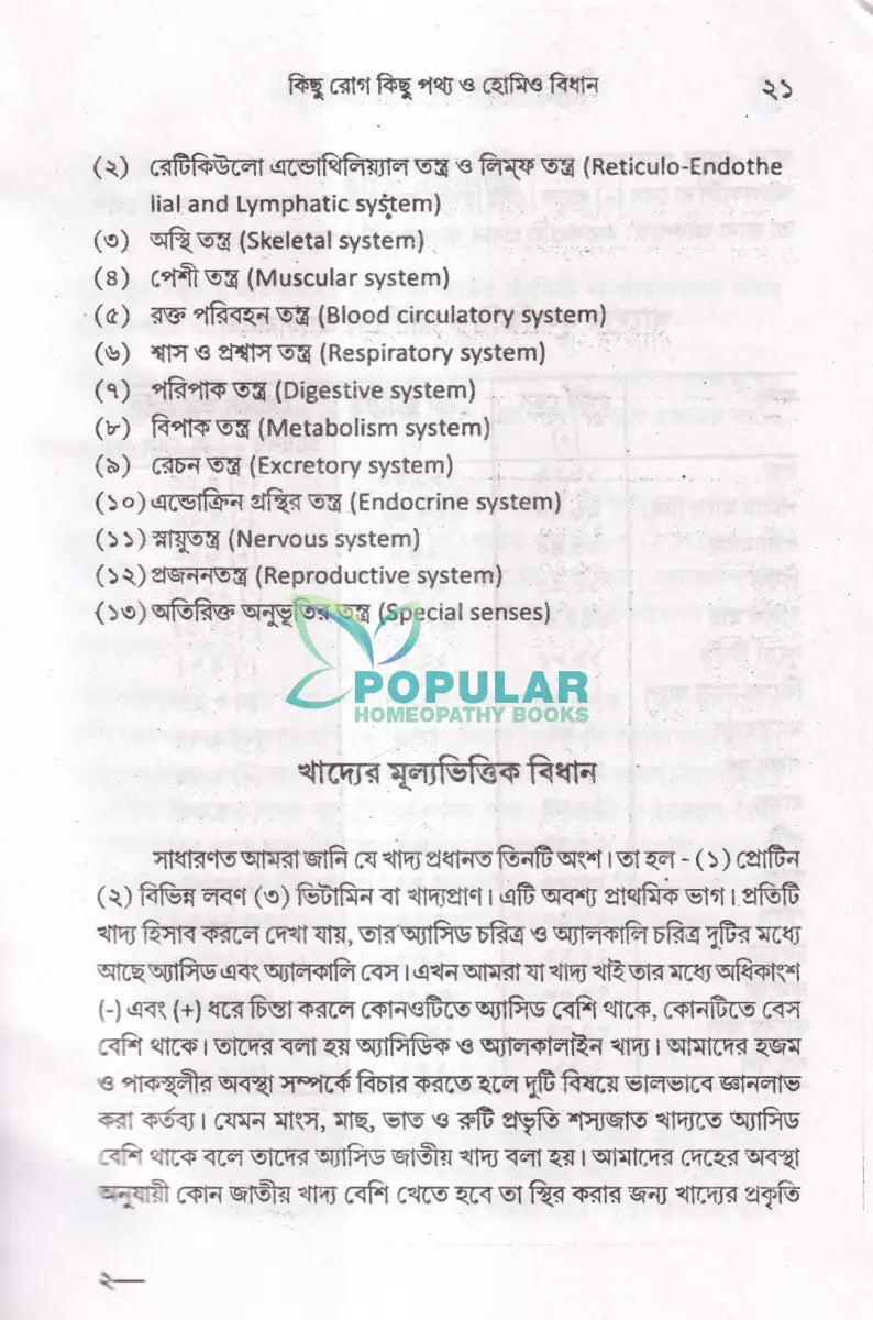 কিছু রোগ কিছু পথ্য ও হোমিও বিধান (খাদ্য তালিকা সহ) Homeopathy Books