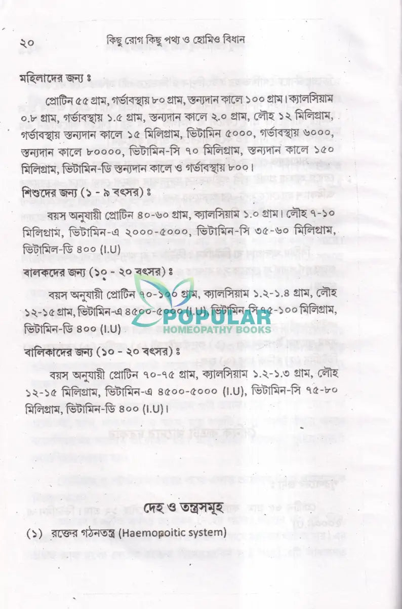 কিছু রোগ কিছু পথ্য ও হোমিও বিধান (খাদ্য তালিকা সহ) Homeopathy Books