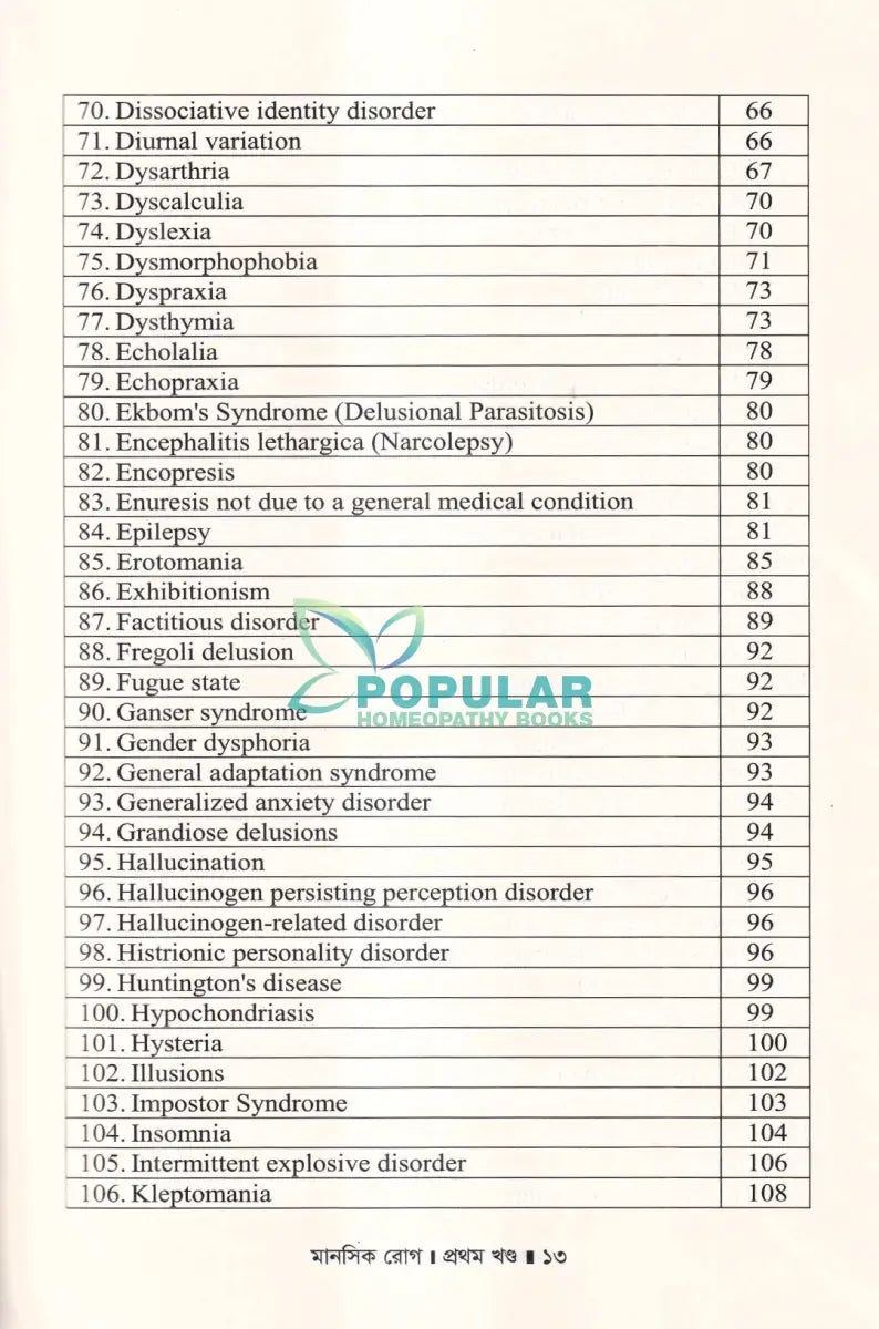 মানসিক রোগ প্রথম খণ্ড Homeopathy Books