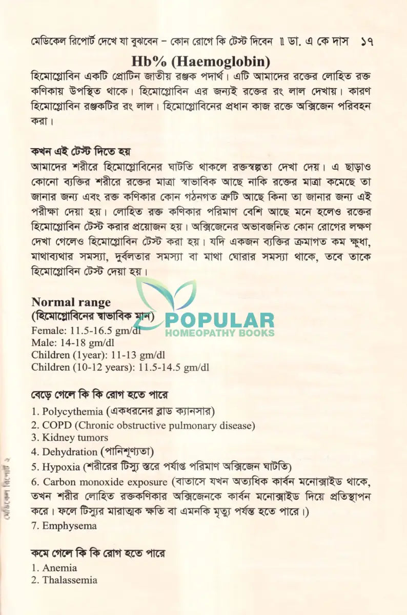 মেডিকেল রিপোর্ট দেখে যা বুঝবেন (কোন রোগে কি টেস্ট দিবেন) Homeopathy Books