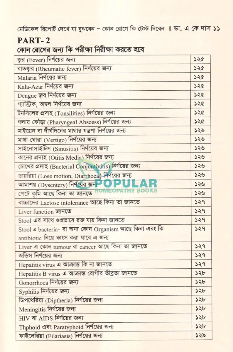 মেডিকেল রিপোর্ট দেখে যা বুঝবেন (কোন রোগে কি টেস্ট দিবেন) Homeopathy Books