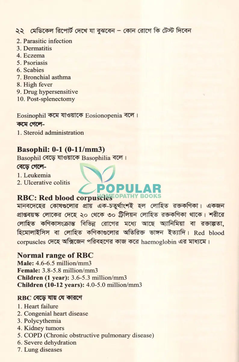 মেডিকেল রিপোর্ট দেখে যা বুঝবেন (কোন রোগে কি টেস্ট দিবেন) Homeopathy Books