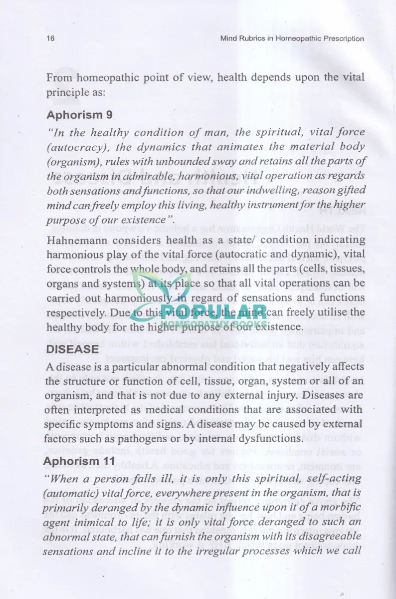 MIND Rubrics in Homeopathic Prescription Homeopathy Books