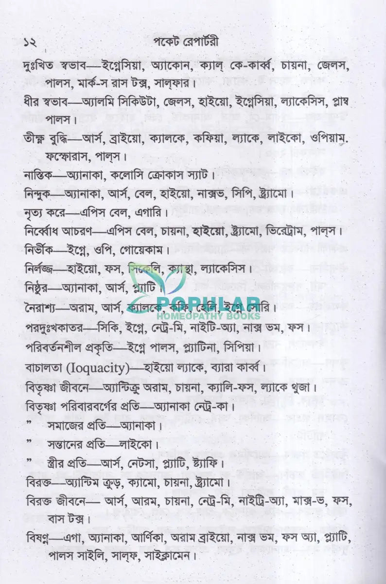 পকেট রেপার্টরী (হোমিওপ্যাথি মতে) Homeopathy Books