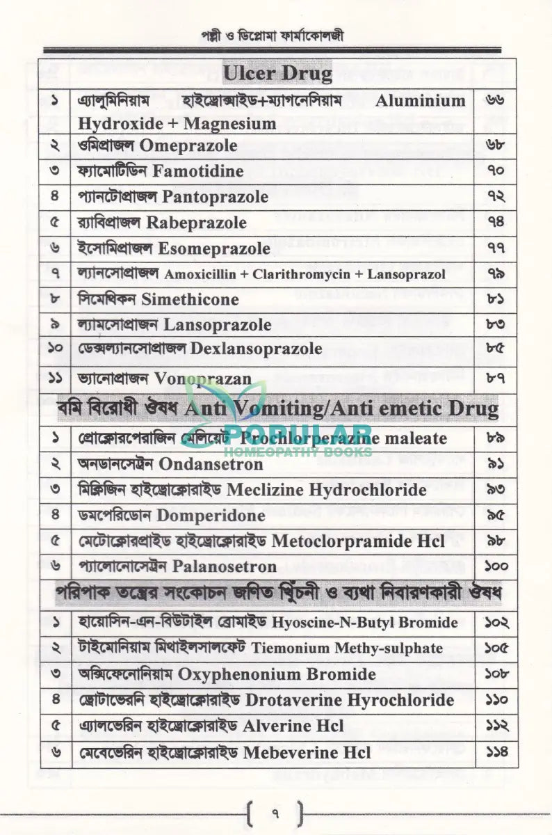 পল্লী ও ডিপ্লোমা ফার্মাকোলজি Allopathic Books