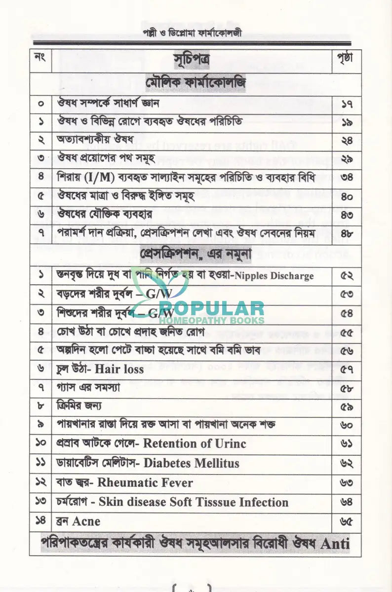 পল্লী ও ডিপ্লোমা ফার্মাকোলজি Allopathic Books
