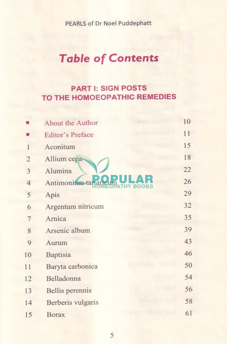 PEARLS of Dr Noel Puddephatt Homeopathy Books