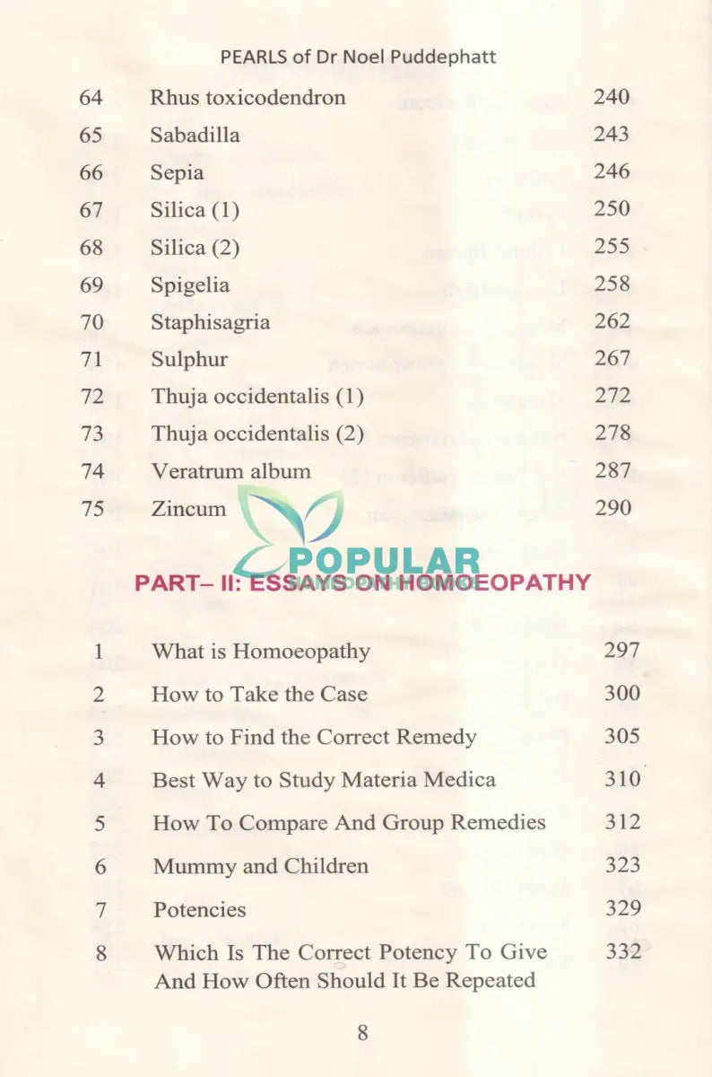 PEARLS of Dr Noel Puddephatt Homeopathy Books