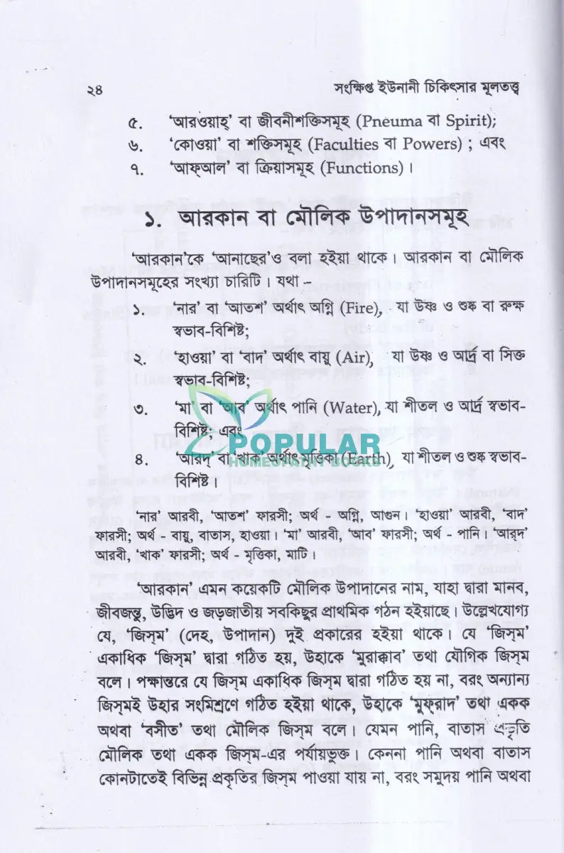 সংক্ষিপ্ত ইউনানী চিকিৎসার মূলতত্ত্ব Unani Books