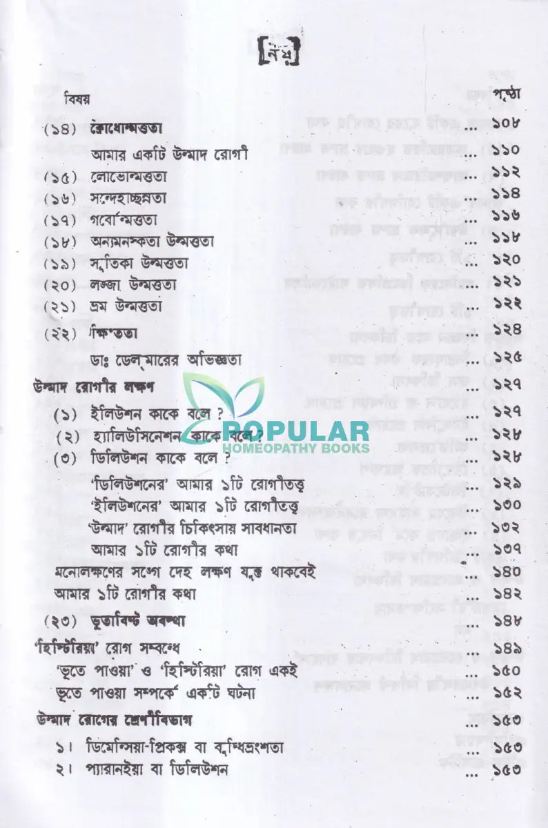 উন্মাদ ও মনোব্যাধির চিকিৎসা Homeopathy Books